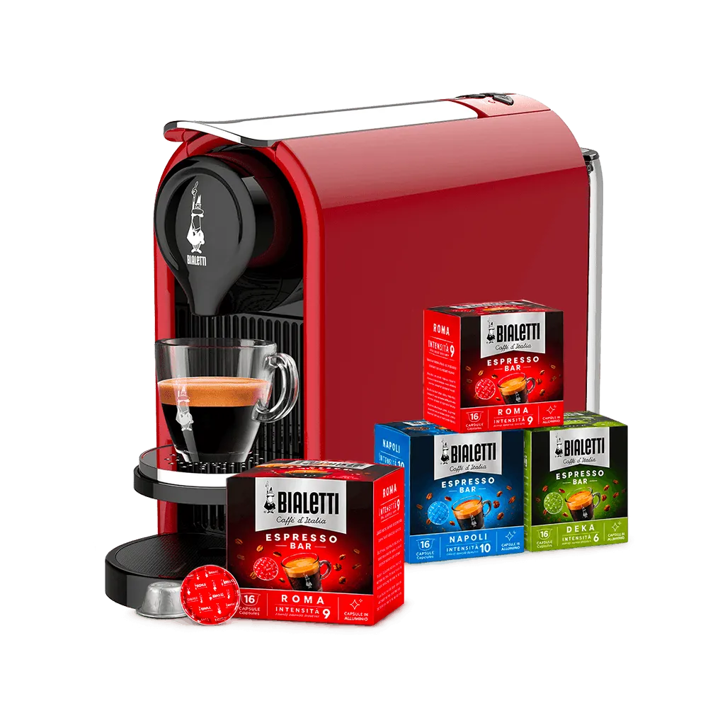 Macchina Gioia Plus Rossa e 4 box di capsule Bialetti