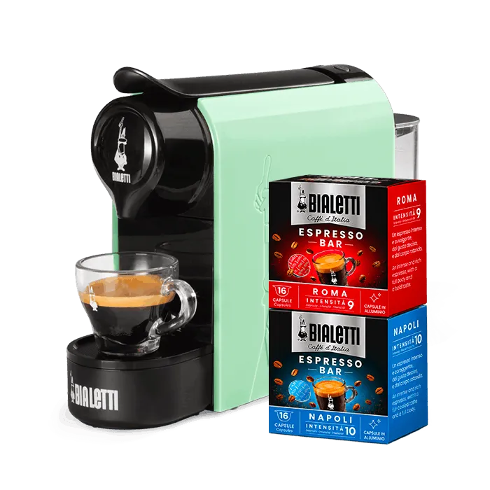 Macchina Gioia Verde e 2 box di capsule Bialetti