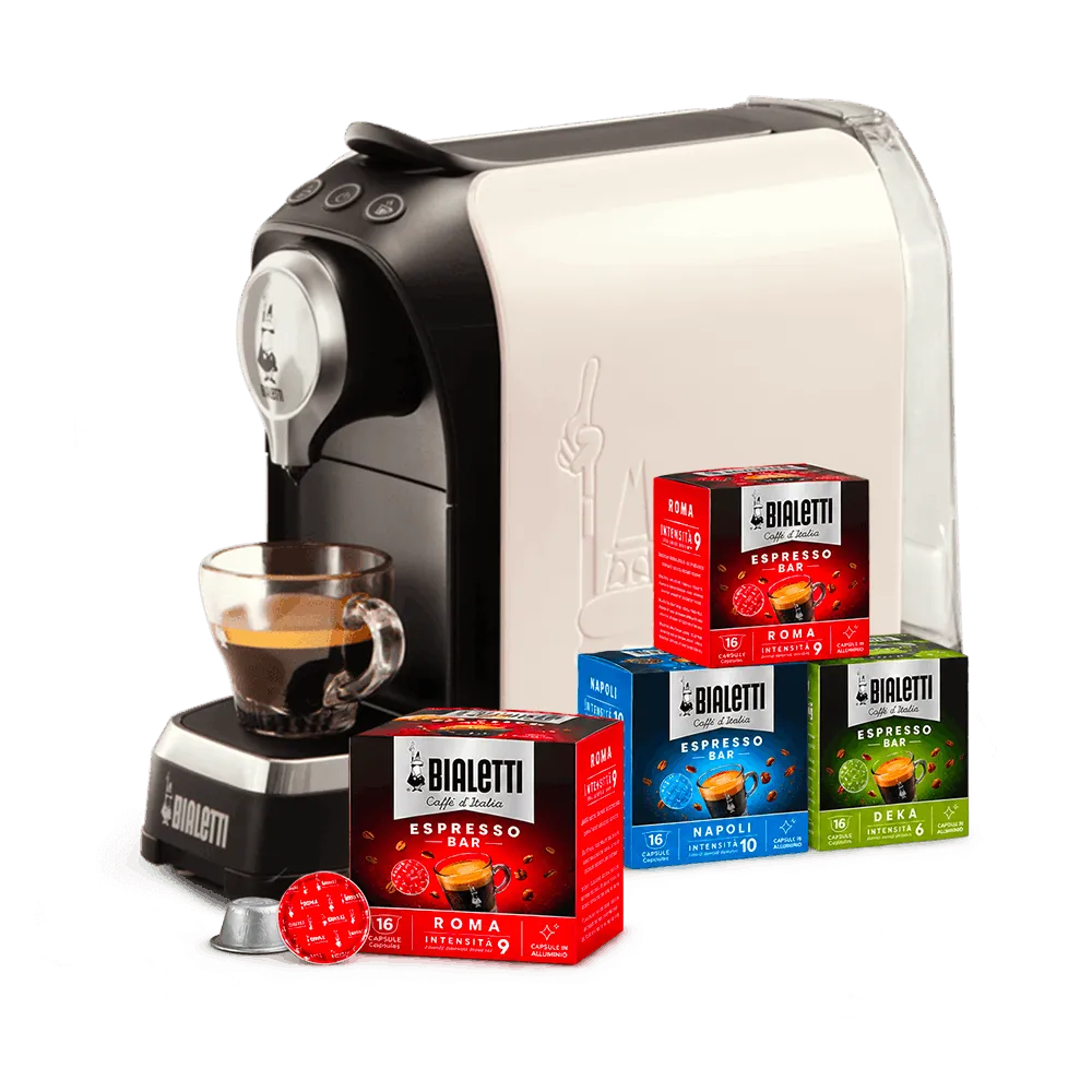 Macchina Super Panna e 4 box di capsule Bialetti